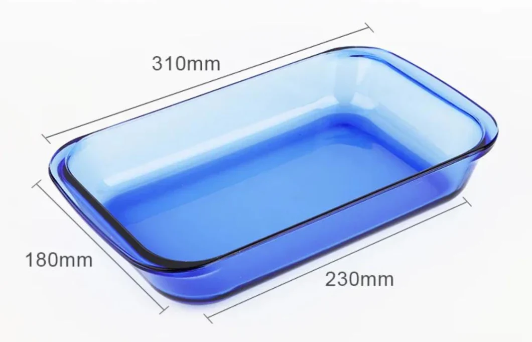 Cobalt Blue High Borosilicate Glass Bakeware, Heat Resistant Baking Tray, Glass Plates, Glass Pans