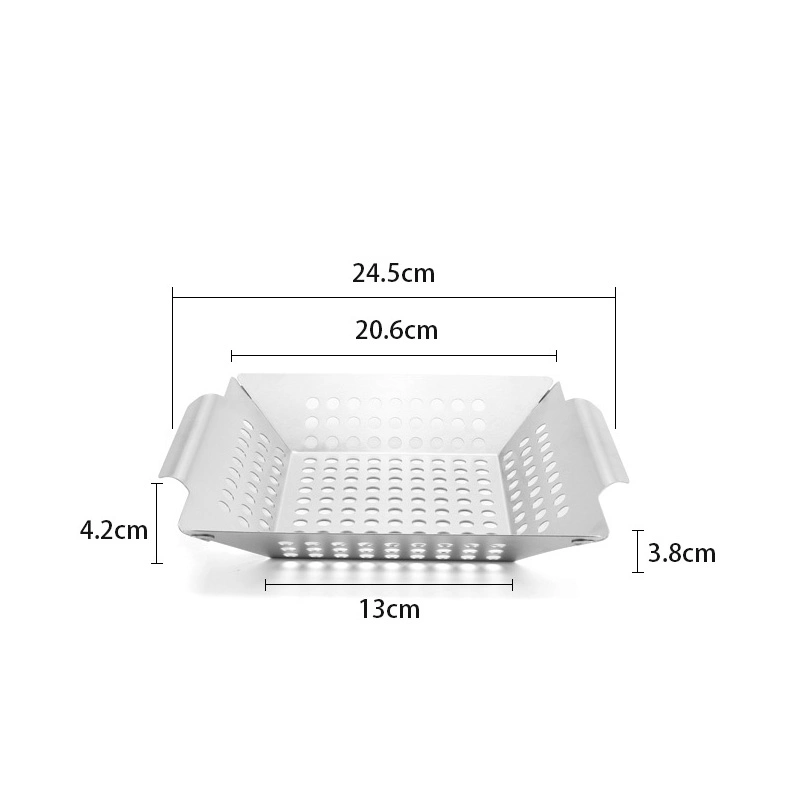 Vegetable Grilling Basket Stainless Steel Pure Grill BBQ Vegetable Grilling Basket Stainless Steel Barbecue Pan Tray Esg15738